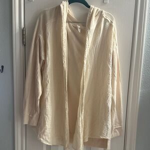 Anthropologie Daily Practice Open Front Shirt Hood Relaxed Oversized Medium Yoga